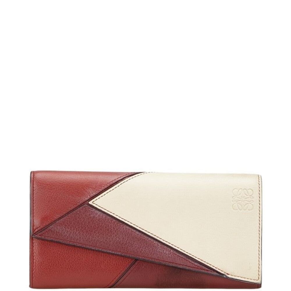 Loewe Leather Puzzle Continental Wallet Red